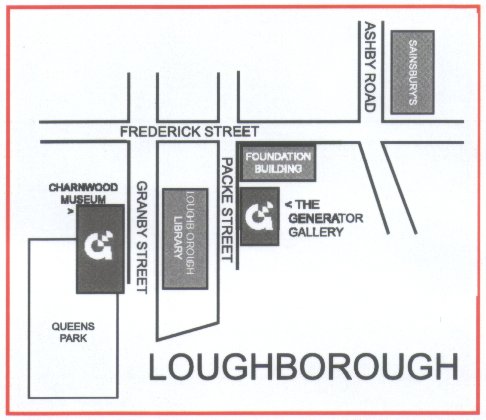 Map showing location of
Loughborough Artspace exhibition