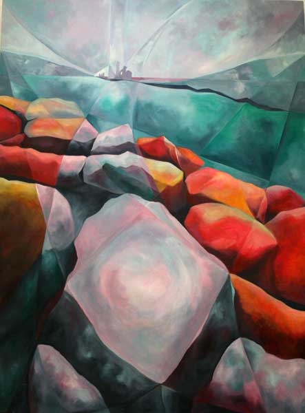 On The Edge, Landscape with Rocks 1,   Sally Reayer   ,    Contemporary Affordable Art