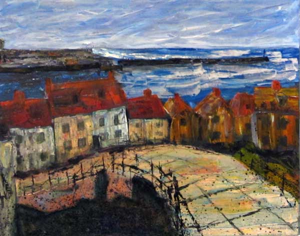 On The Edge, Descending Whitby Steps 2,   Susan West   ,    Contemporary Affordable Art